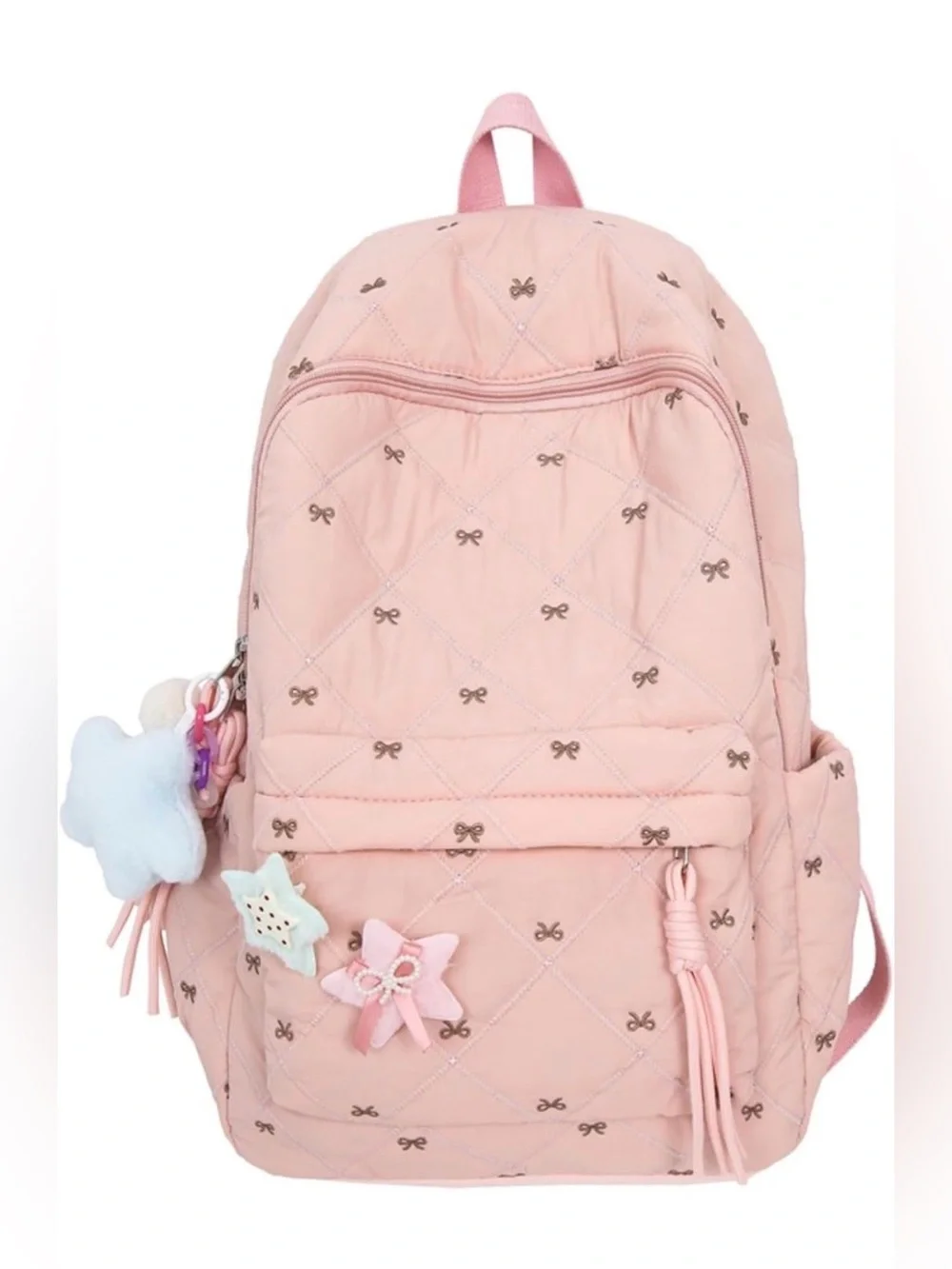 Pink Quilted Kids Backpack with Star Charms
